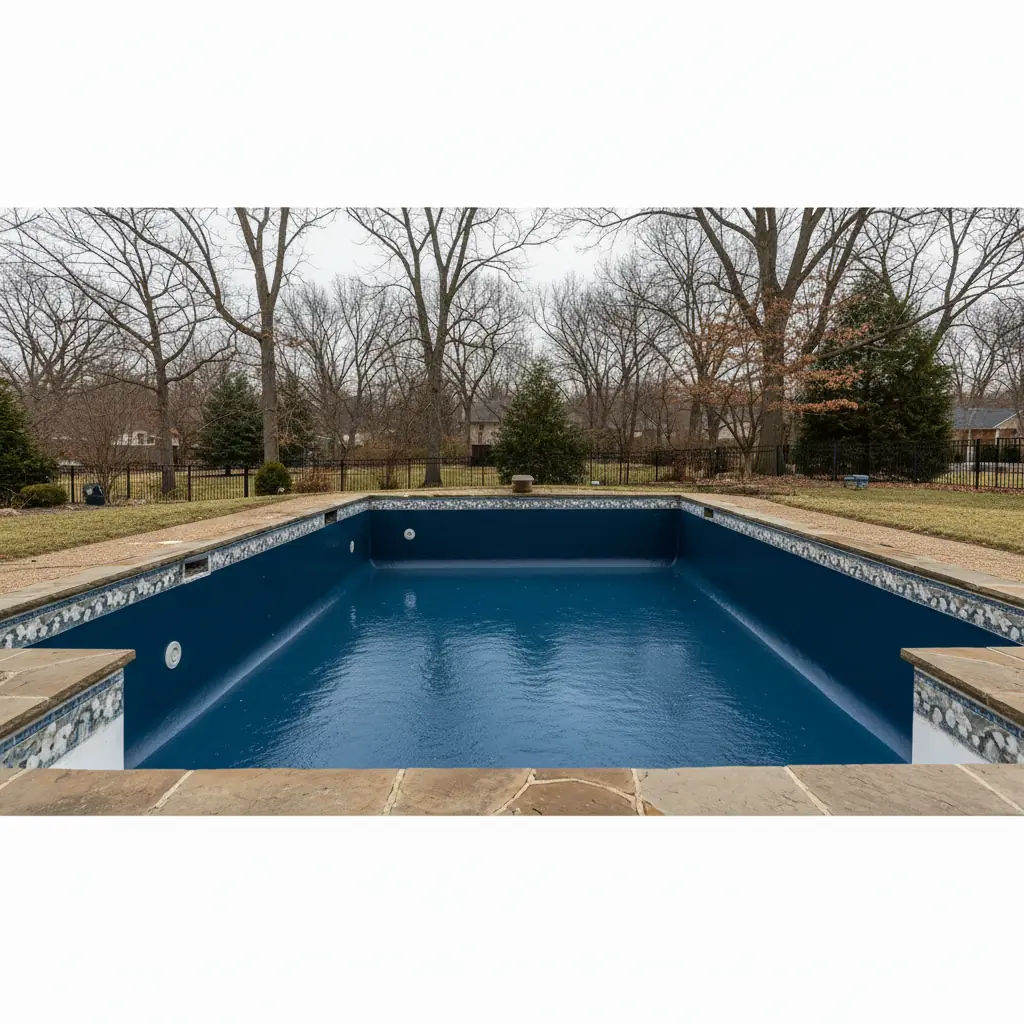 Inground pool with smooth renewed surface after professional resurfacing